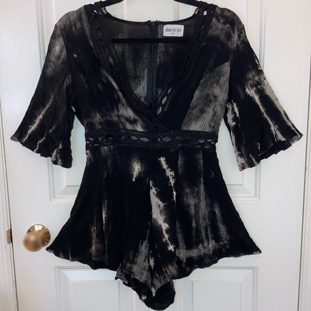 Kiss The Sky wrap front romper in Tie Dye, size M